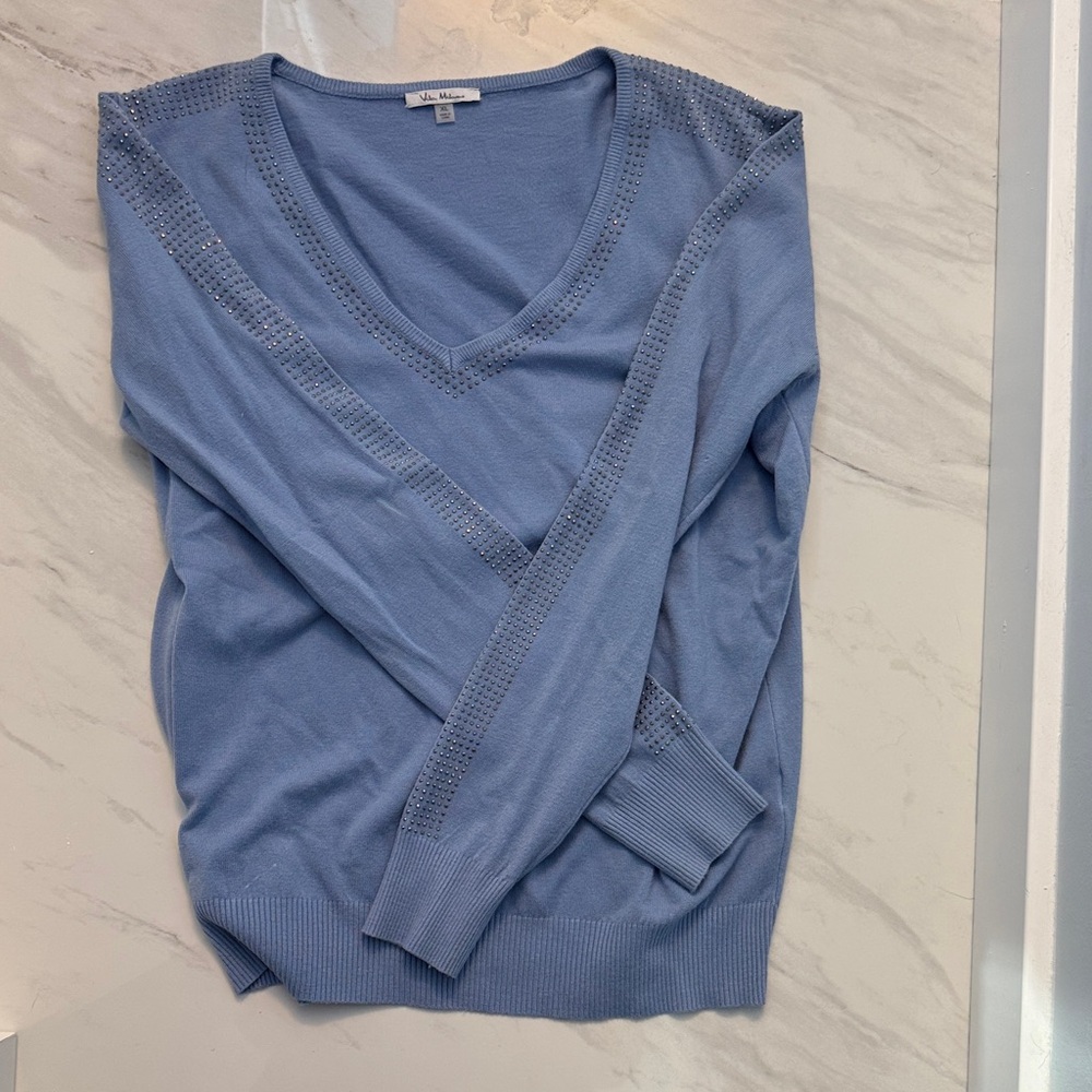 Elegant Sky Blue V-Neck Sweater